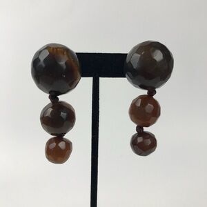 Vtg Gerda Lynggaard Monies Danish Horn Bone Runway Dangle Drop Facet Earrings